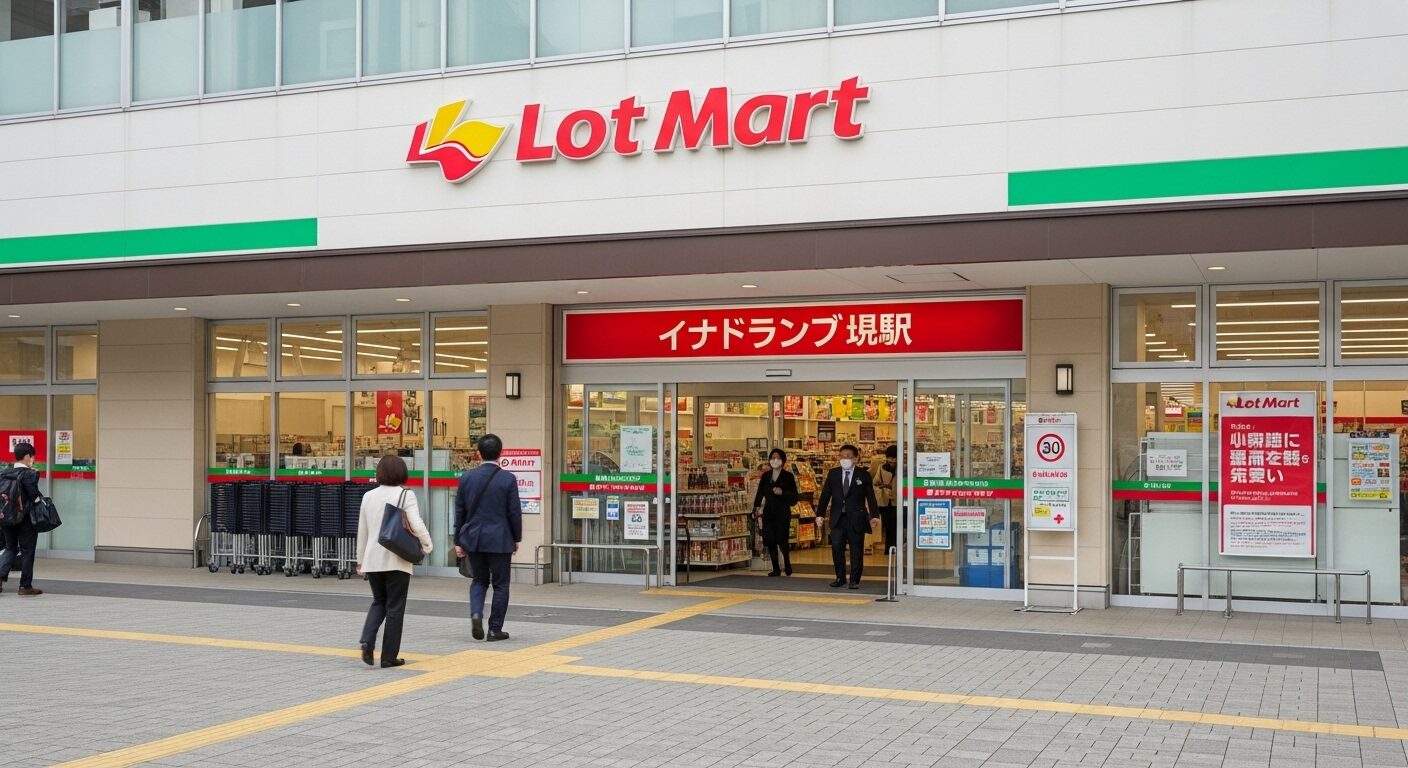 駅と直結しておりアクセスが便利なロッテマートの店舗入り口