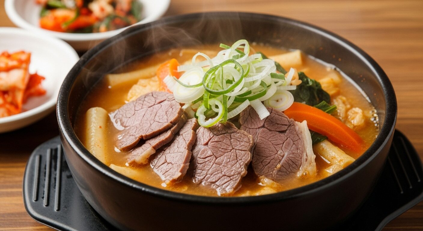 ぐつぐつと煮込まれた、名店のあつあつで深い味わいのソルロンタン