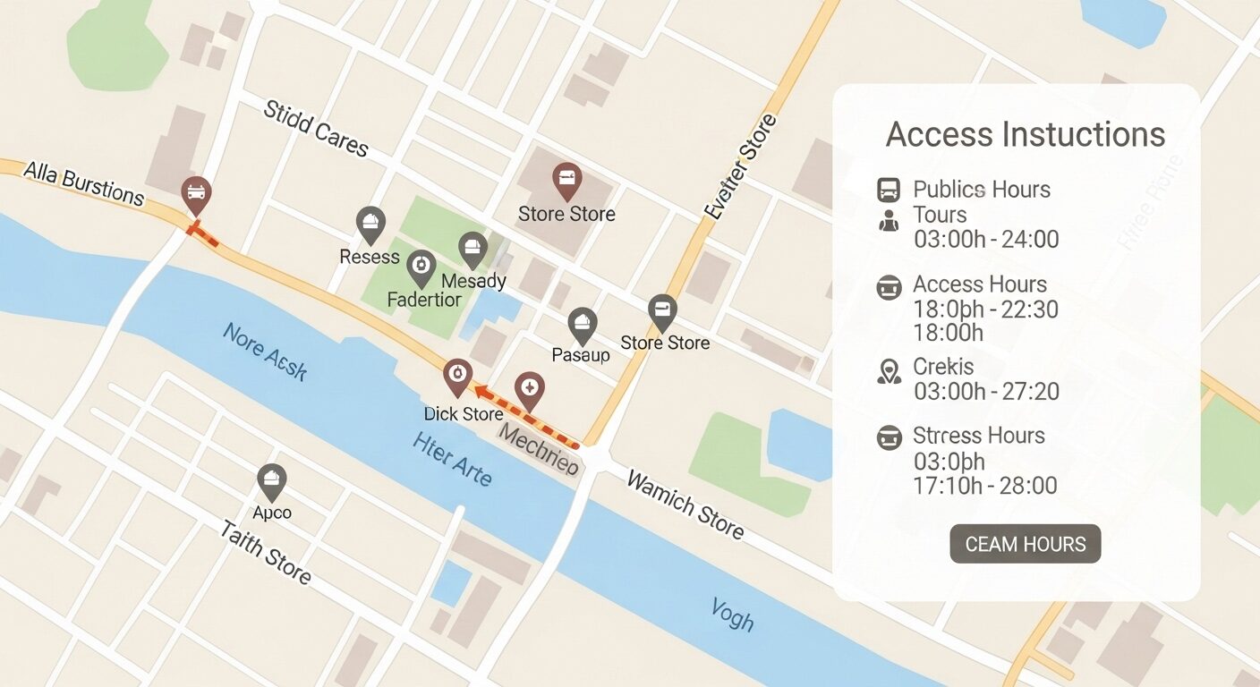 各店舗の地図によるアクセス方法と営業時間の一覧